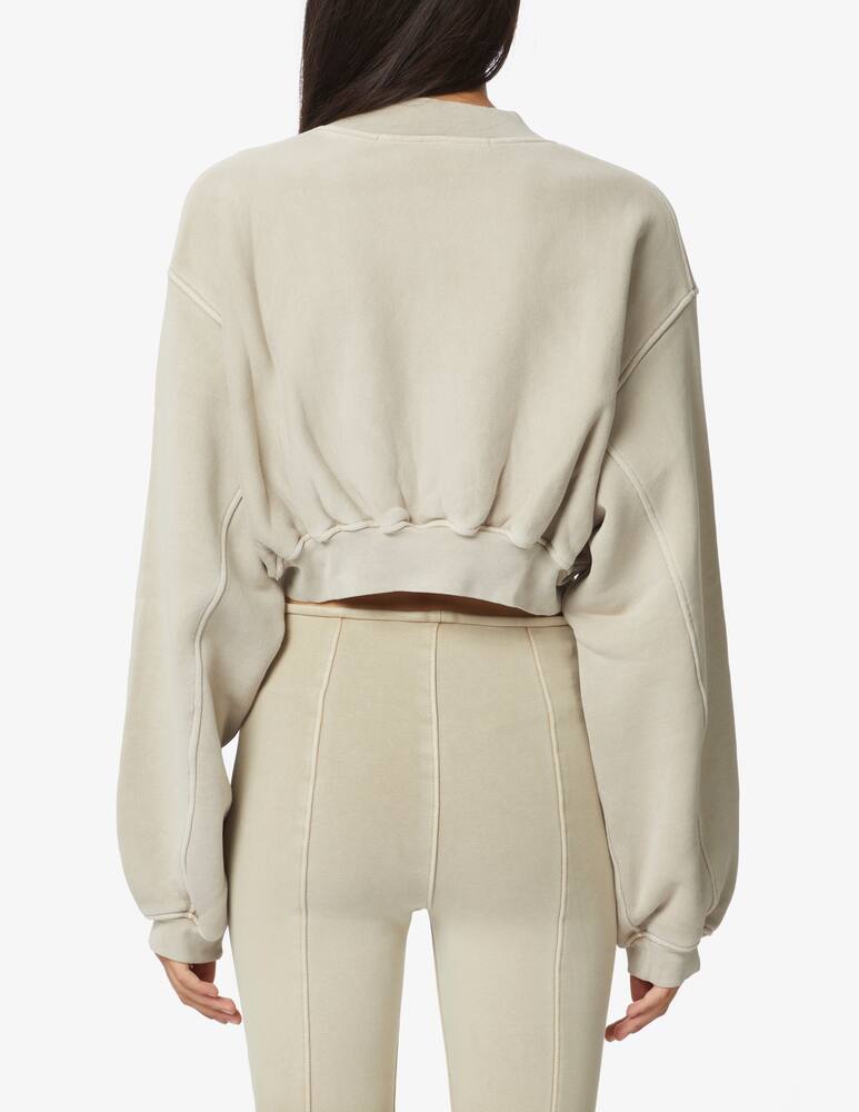 rinascente Alexander Wang Long sleeved crop top logo embroidered - Beige