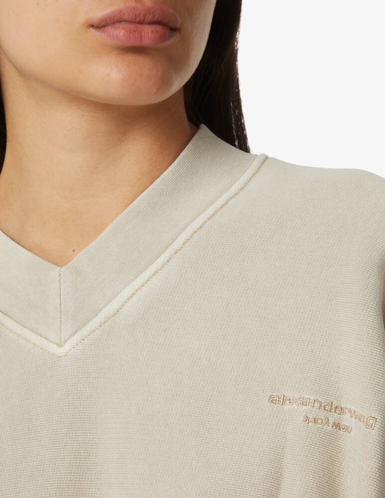 rinascente Alexander Wang Long sleeved crop top logo embroidered - Beige