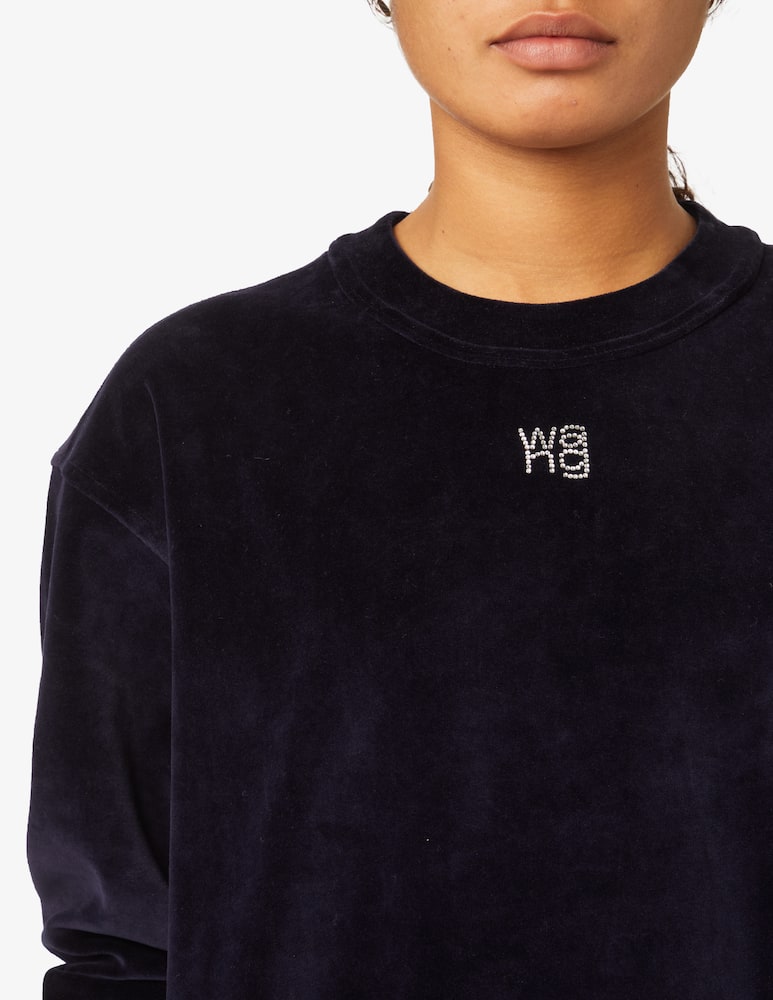 rinascente Alexander Wang Felpa girocollo logo crystal - Nero