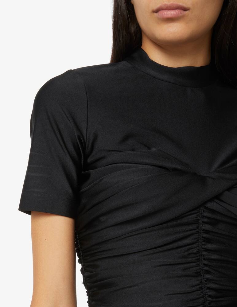 rinascente Alexander Wang Vestito corto a maniche corte con drappeggio davanti - Nero