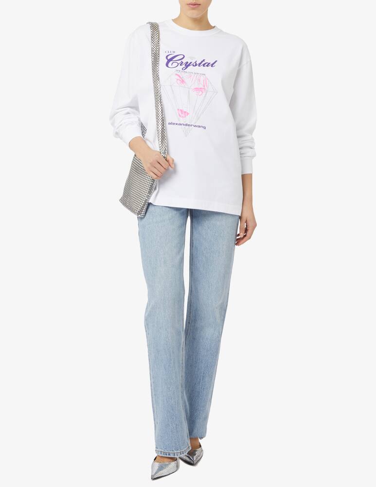 rinascente Alexander Wang Long sleeve tee with club crystal graphic