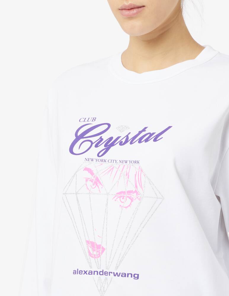rinascente Alexander Wang Long sleeve tee with club crystal graphic