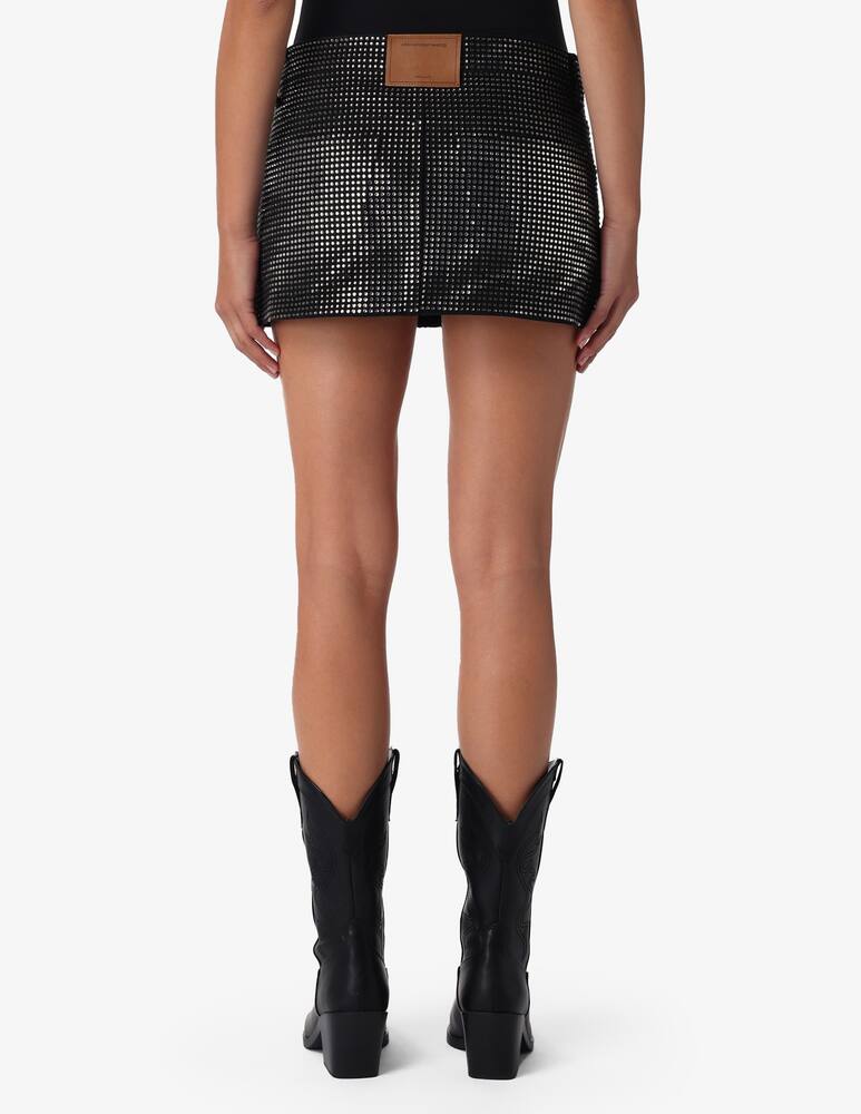 rinascente Alexander Wang Mini skirt all over distressed crystal