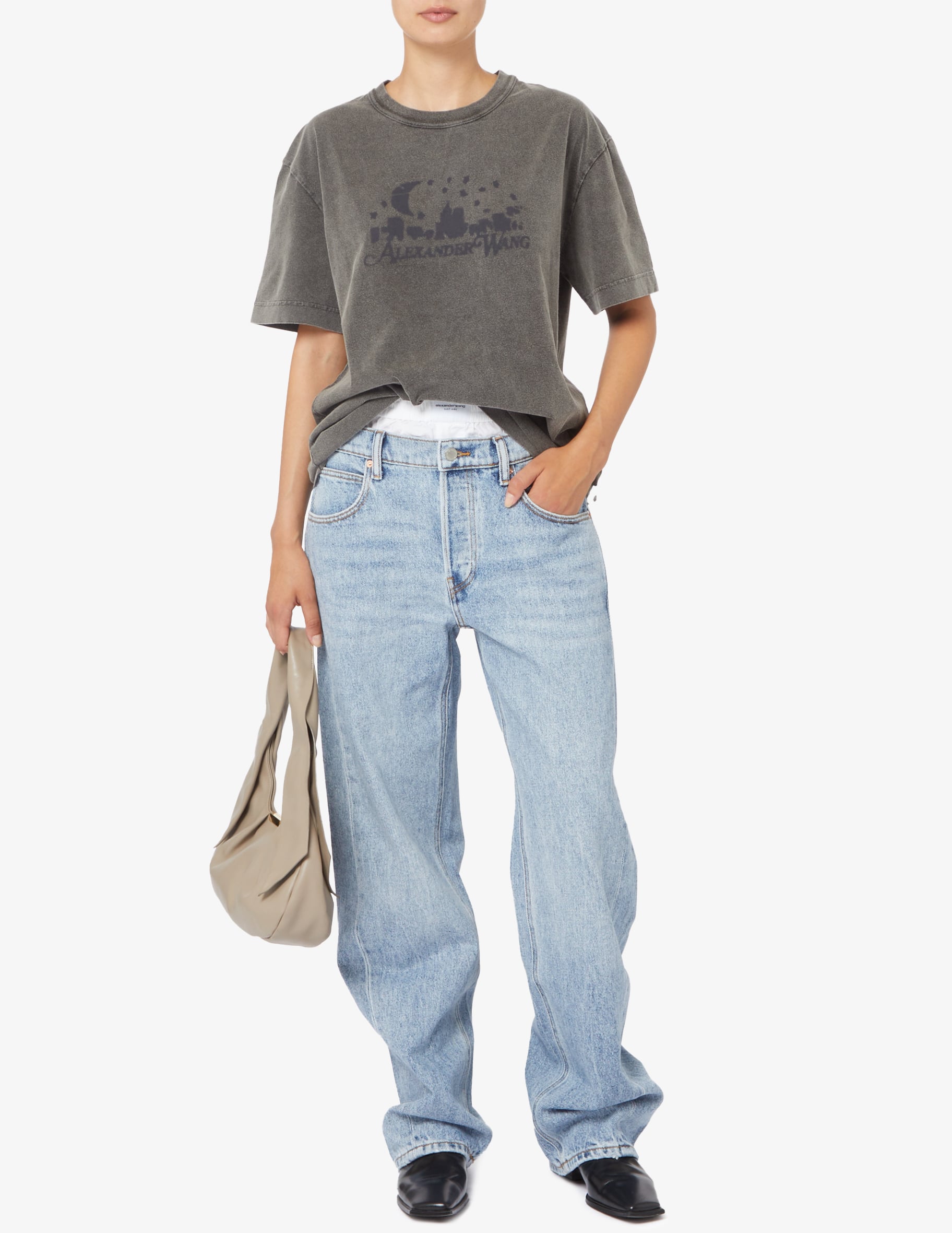 Shop Alexander Wang Unisex t-shirt with distressed skyline