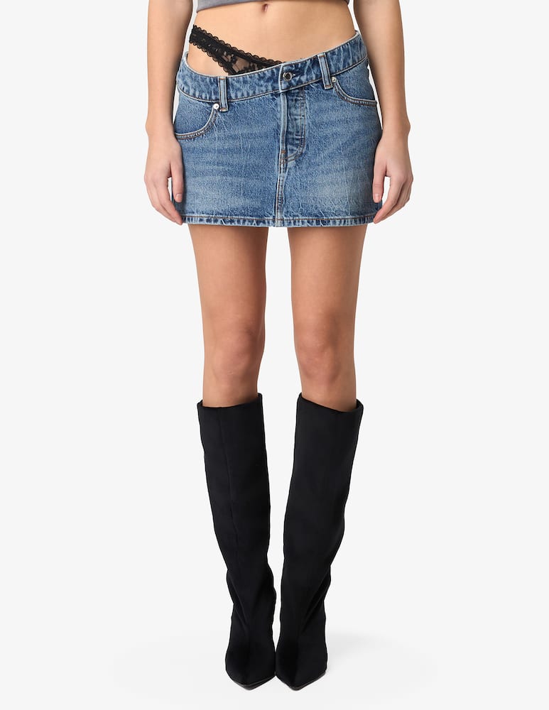 Alexander Wang Gonna denim con pizzo Dip Side - immagine 1 Alexander Wang Gonna denim con pizzo Dip Side - immagine 1