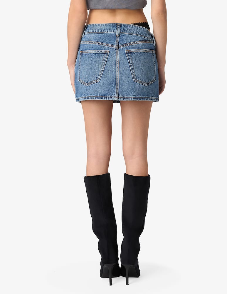 Alexander Wang Gonna denim con pizzo Dip Side - immagine 3 Alexander Wang Gonna denim con pizzo Dip Side - immagine 3