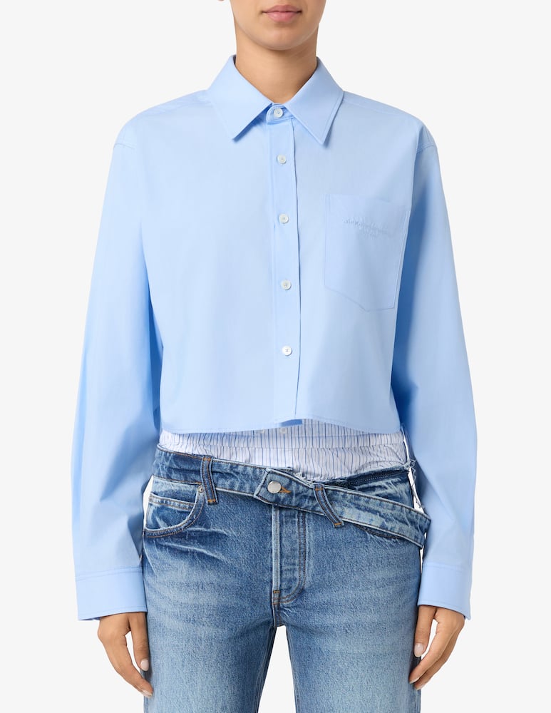 Alexander Wang Camicia cropped con logo ricamato - immagine 1 Alexander Wang Camicia cropped con logo ricamato - immagine 1