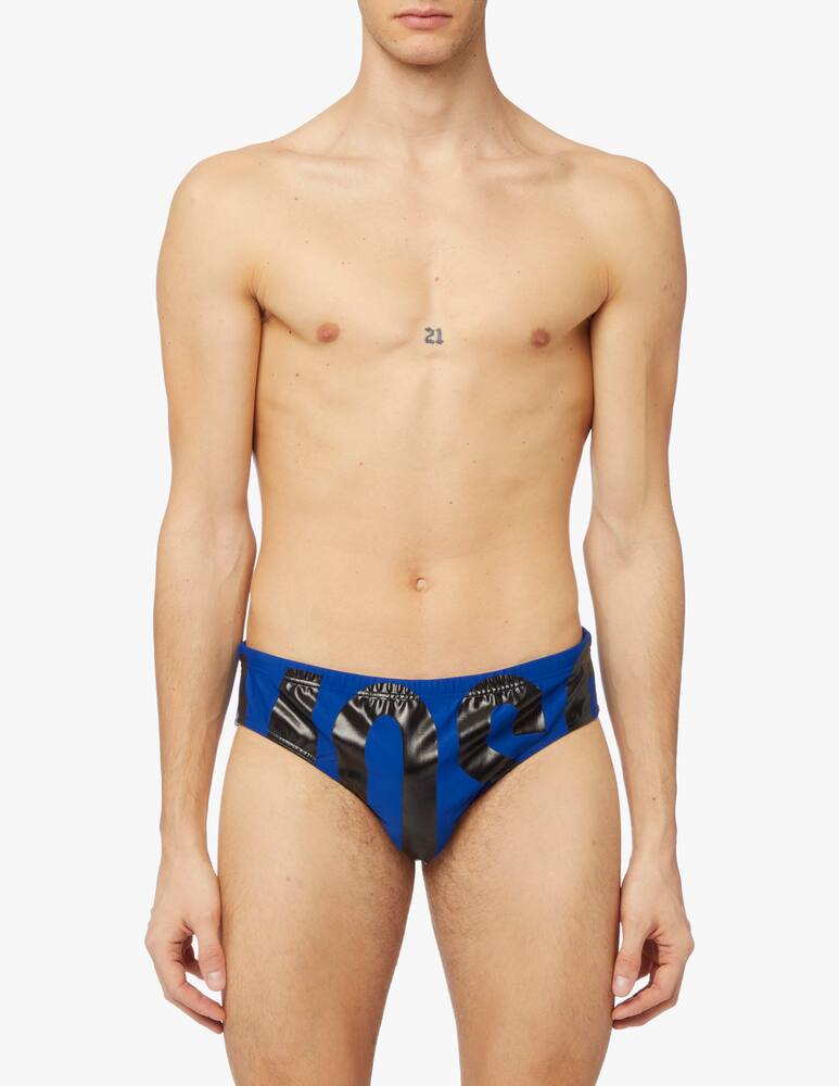 rinascente Moschino Rubberized maxi logo brief - blue
