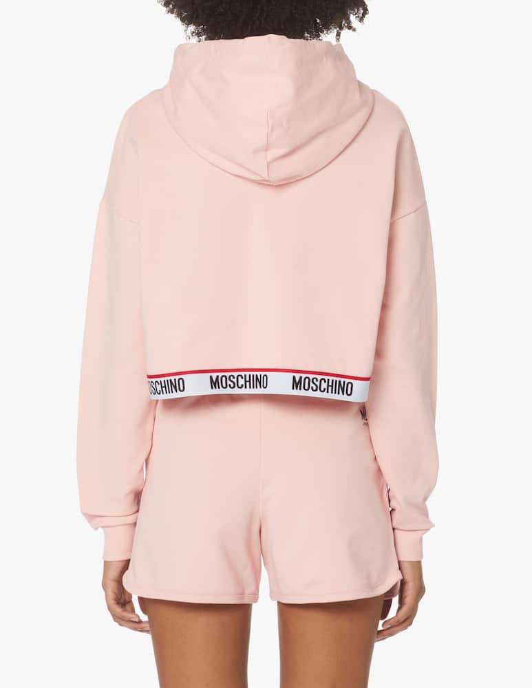 Moschino Felpa con cappuccio cropped - rosa - immagine 2