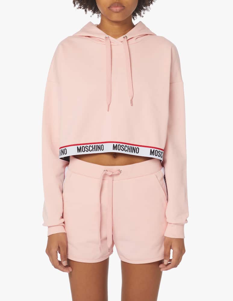 Moschino Felpa con cappuccio cropped - rosa - immagine 3