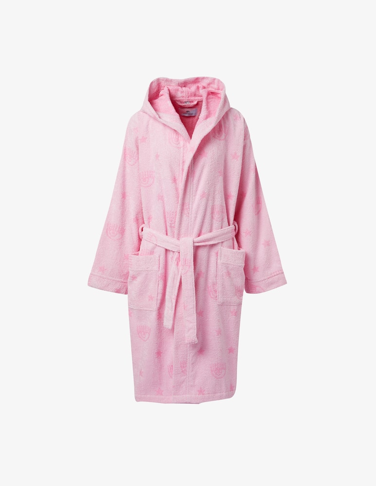 Chiara Ferragni Cotton bathrobe with belt - Pink - picture 1 Chiara Ferragni Cotton bathrobe with belt - Pink - picture 1