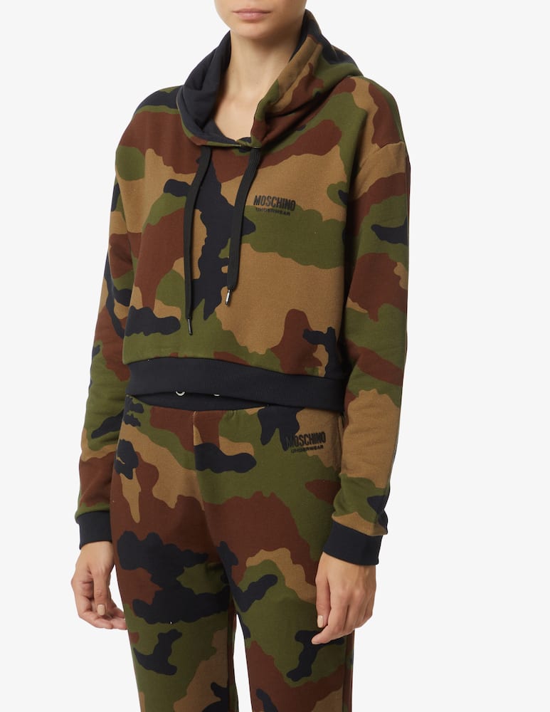 rinascente Moschino Felpa cropped con cappuccio - Oliva