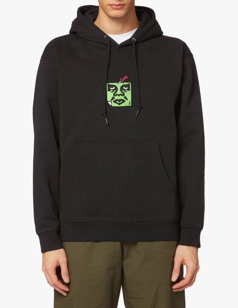 rinascente Obey Embroidered pin face hoodie - black