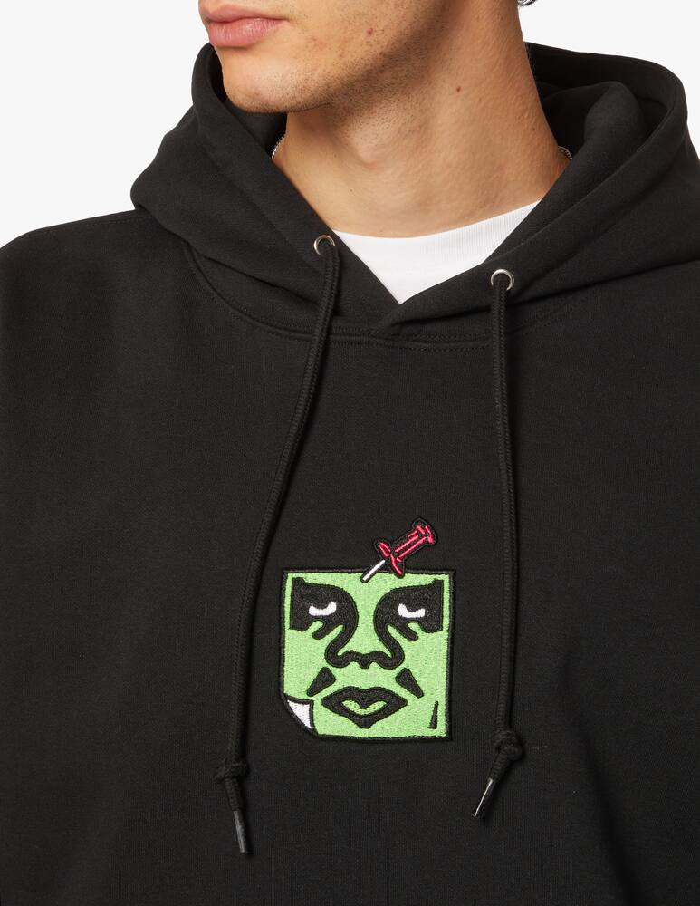 rinascente Obey Embroidered pin face hoodie - black