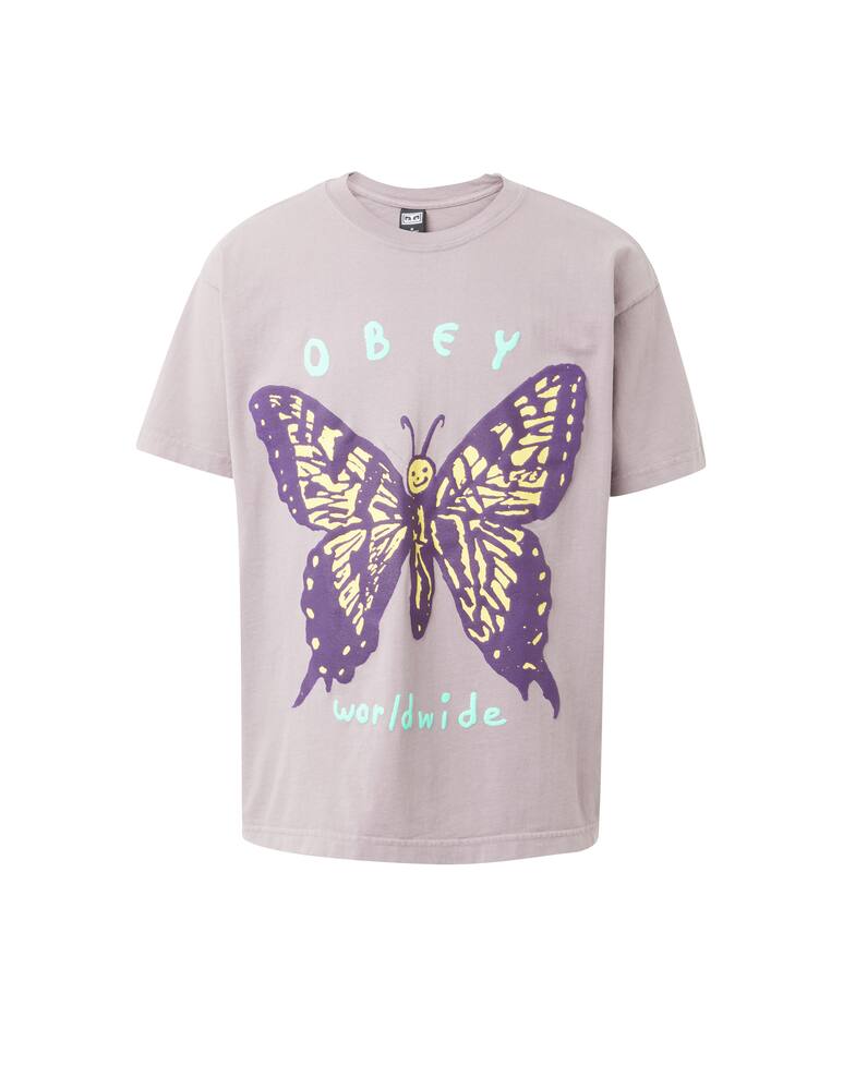 rinascente Obey Maglietta manica corta social butterfly heavyweight - viola