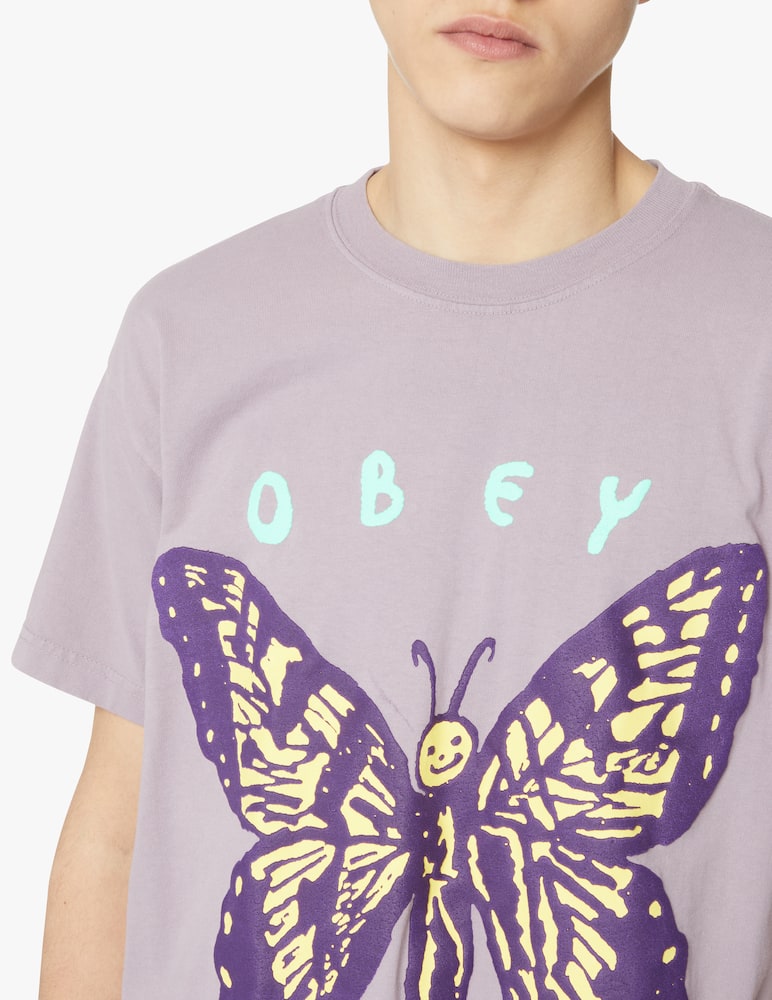 rinascente Obey Maglietta manica corta social butterfly heavyweight - viola