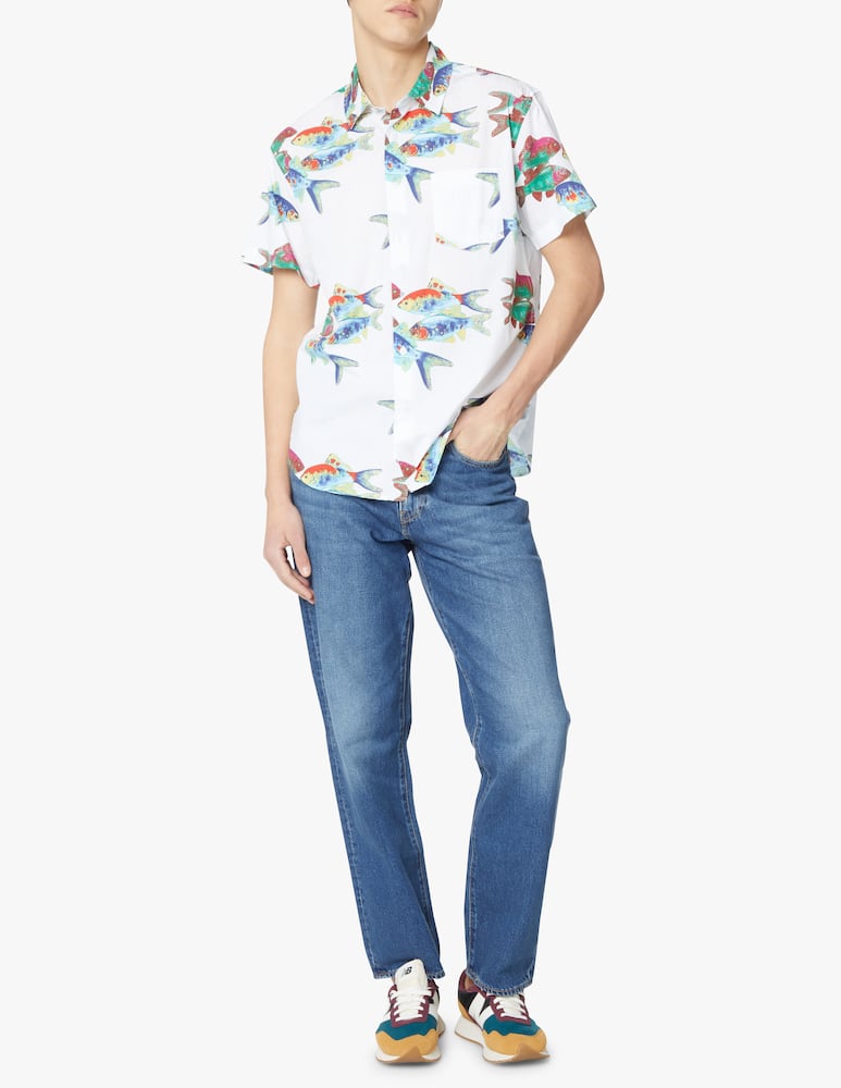 rinascente Obey Fish bowl short sleeve shirt - white