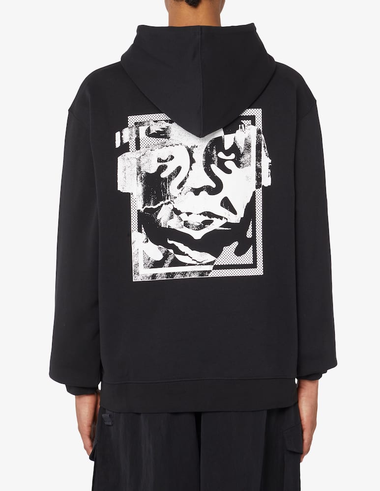 rinascente Obey Torn icon face premium french terry hoodie 
