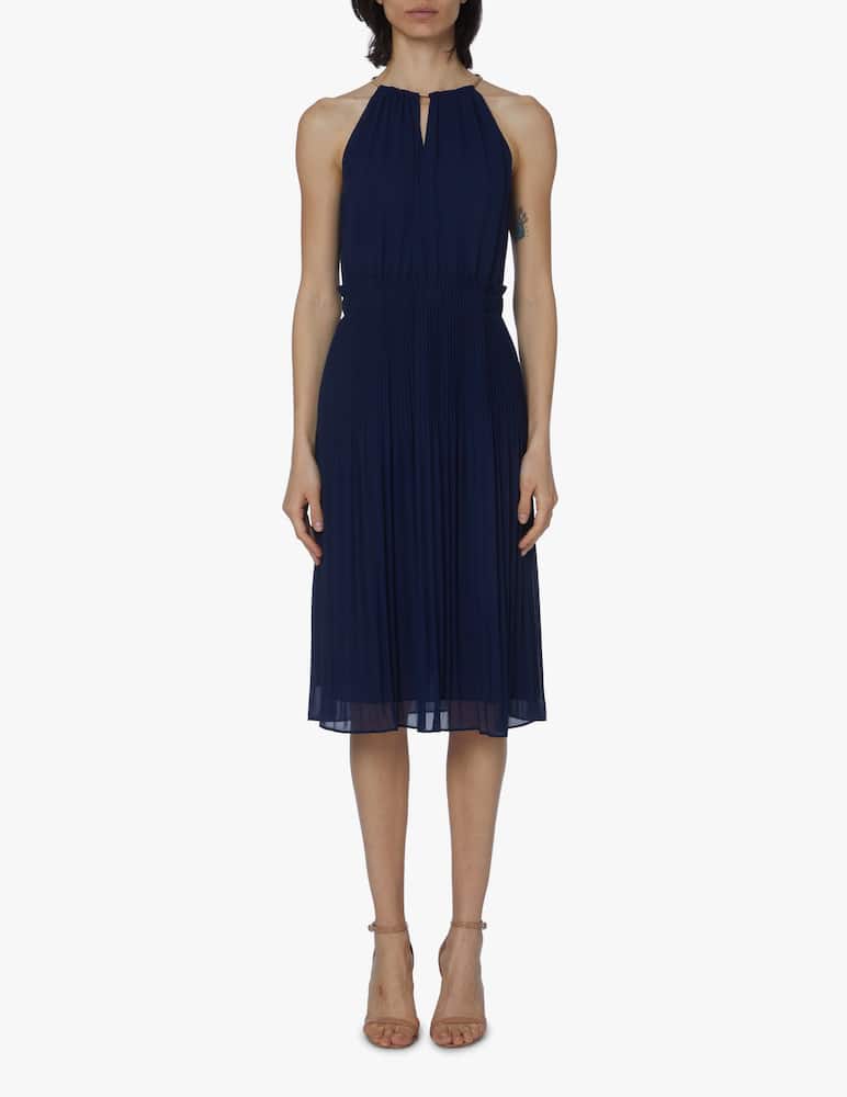 rinascente Michael Michael Kors Vestito midi collo americana - blu