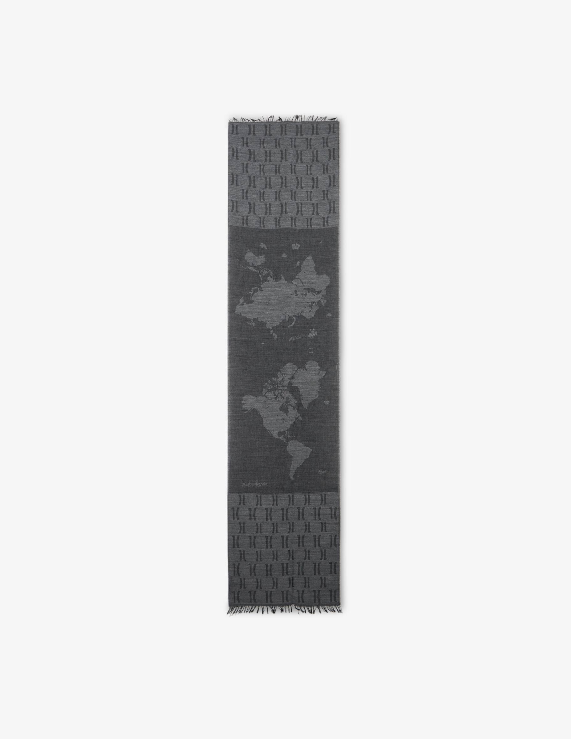 Foulard Carré (gavroche) Alviero Martini 100% Soie Motif Carte - Occasion Bon état