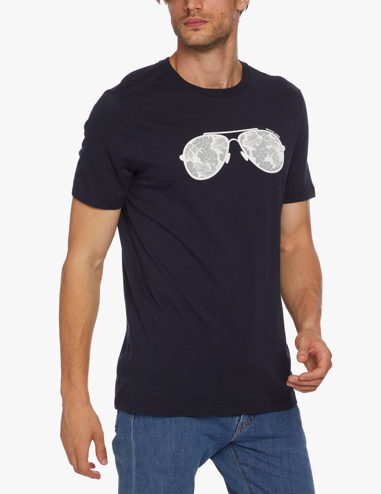 rinascente Michael Kors T-shirt con logo occhiale aviator e stampa tropicale