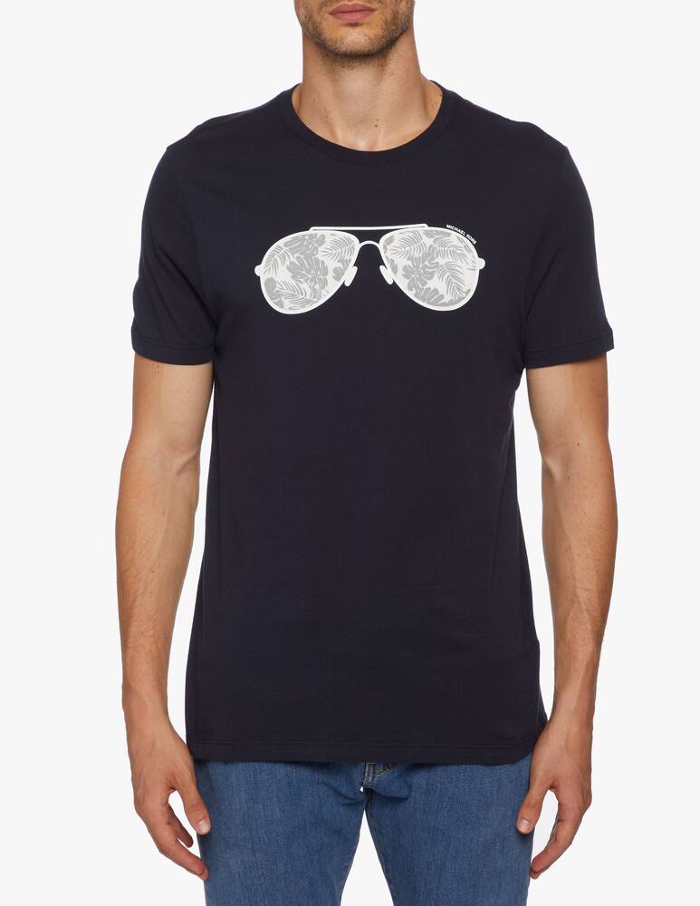 rinascente Michael Kors T-shirt con logo occhiale aviator e stampa tropicale