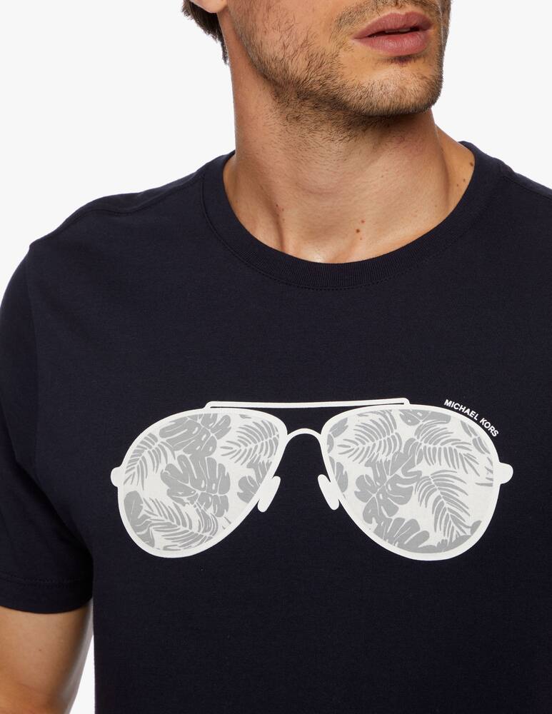 rinascente Michael Kors T-shirt con logo occhiale aviator e stampa tropicale