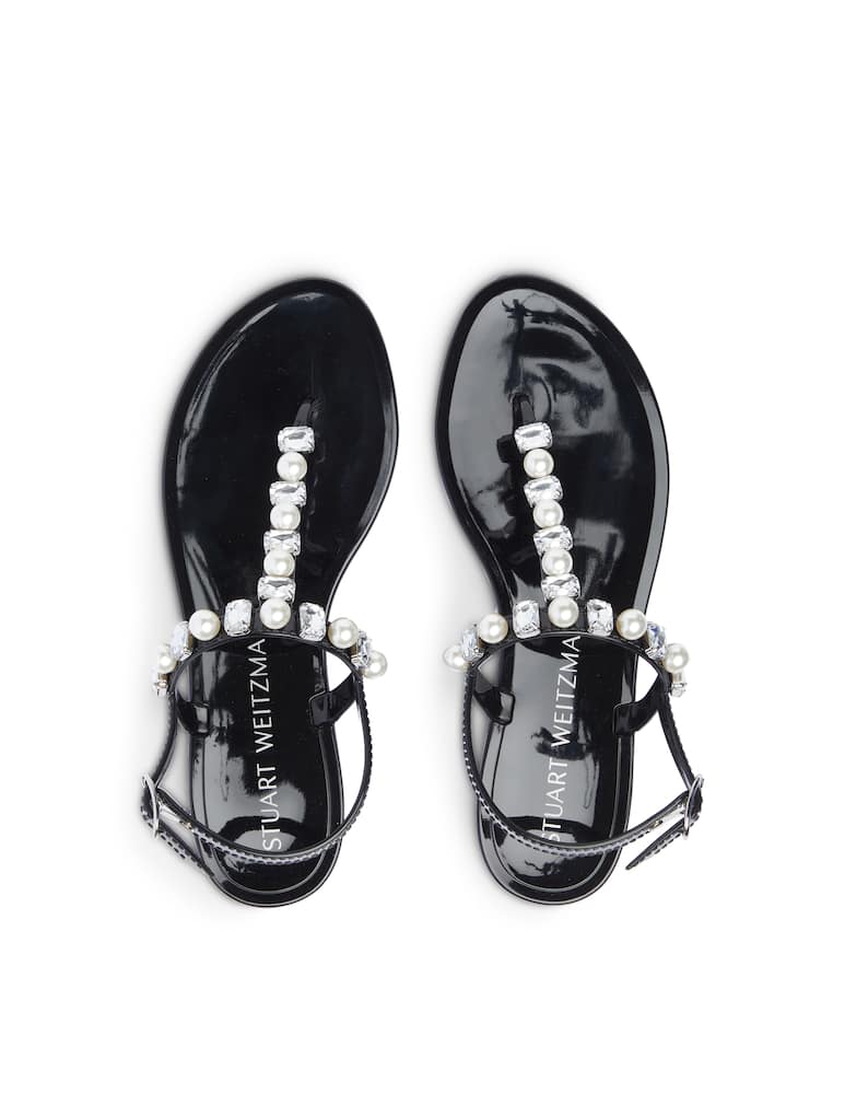 rinascente Stuart Weitzman Goldie Jelly Pearls flat sandals - black