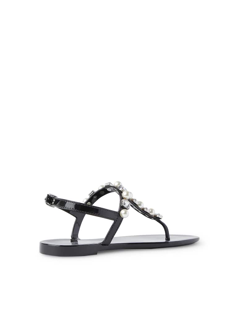 rinascente Stuart Weitzman Goldie Jelly Pearls flat sandals - black