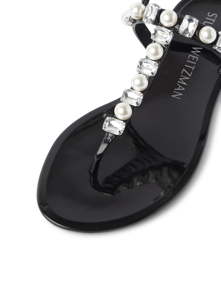 rinascente Stuart Weitzman Goldie Jelly Pearls flat sandals - black