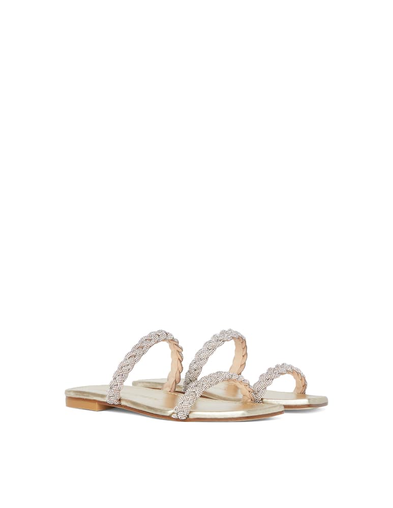 Stuart Weitzman Addison leather slide - gold - picture 2 Stuart Weitzman Addison leather slide - gold - picture 2