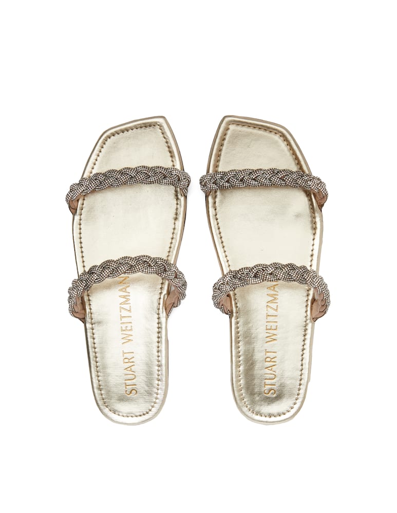 Stuart Weitzman Addison leather slide - gold - picture 3 Stuart Weitzman Addison leather slide - gold - picture 3