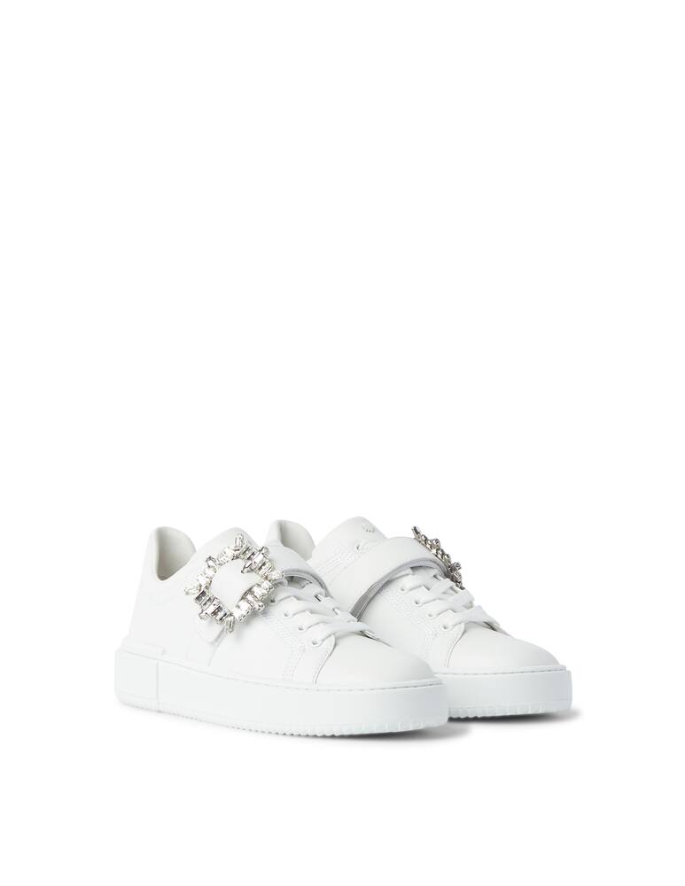 rinascente Stuart Weitzman Sneakers in pelle con fibbia - bianco