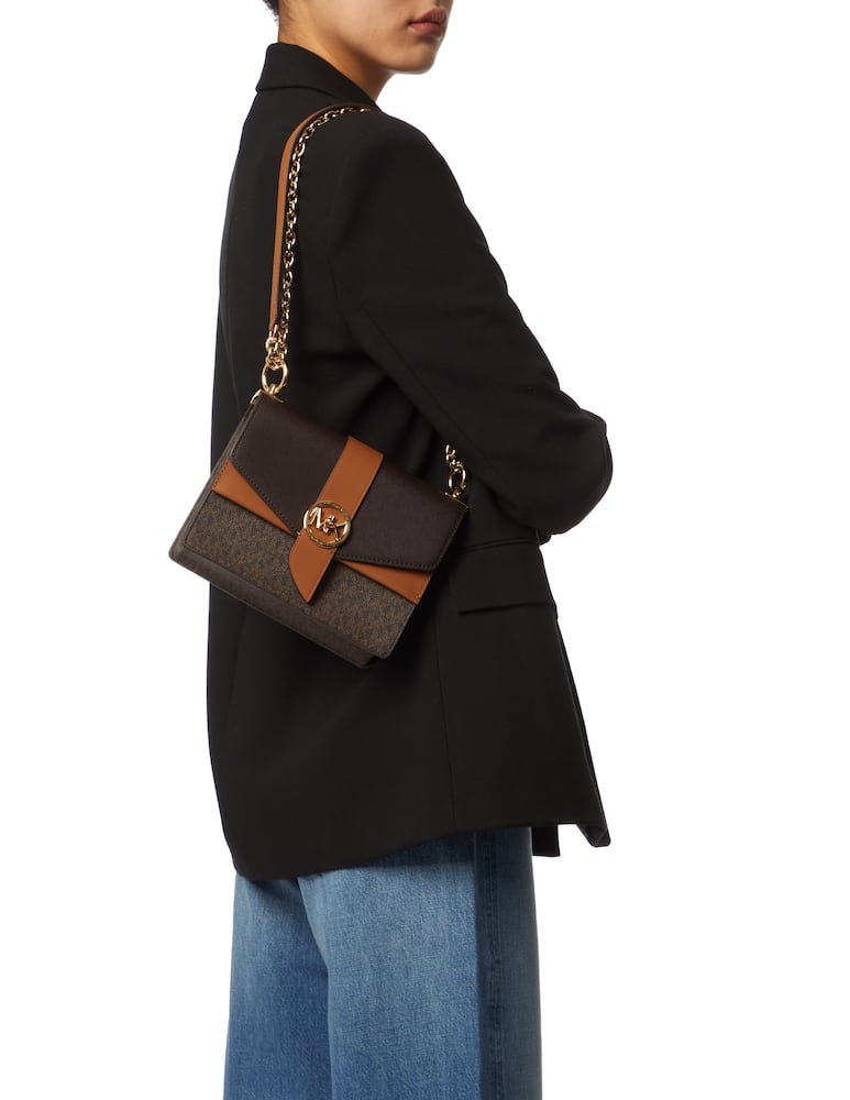 rinascente Michael Michael Kors Borsa a tracolla Greenwich piccola in pelle - Marrone