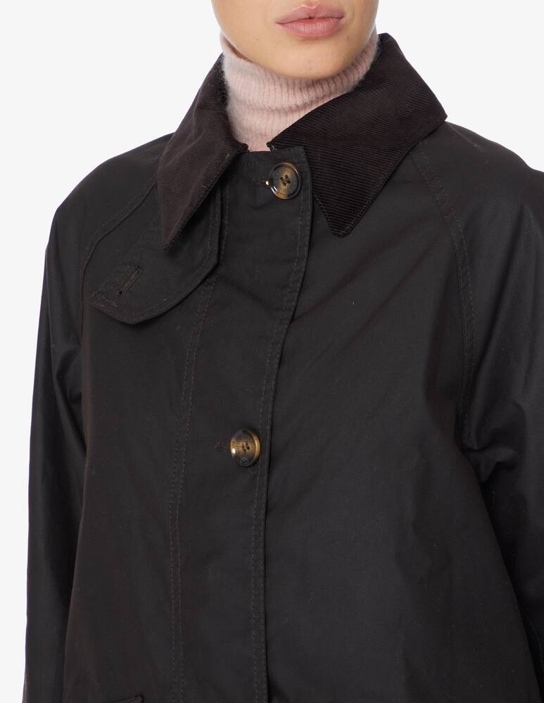 rinascente Barbour Giacca media in cotone cerato Linnea - Nero