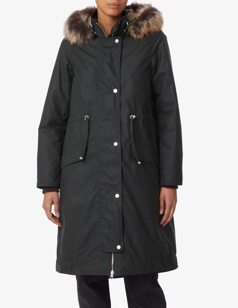 rinascente Barbour Lorelie long hooded parka - Black