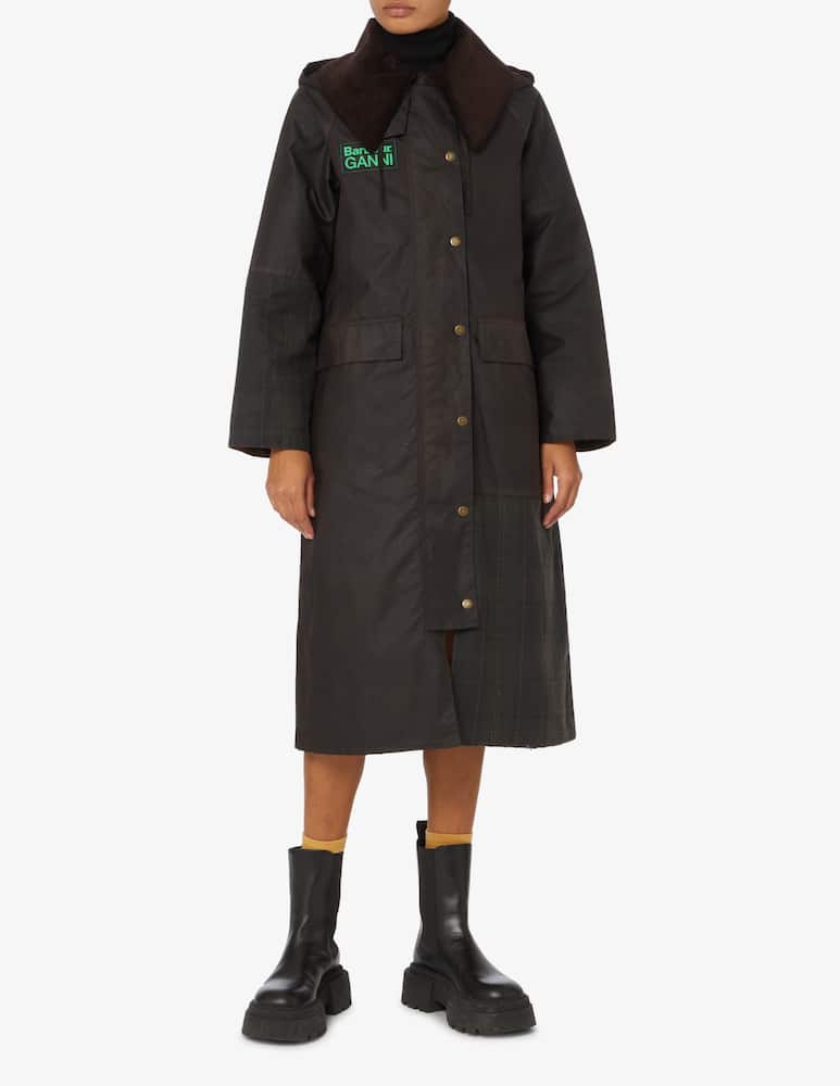 Barbour Giacca lunga in cotonecerato Ganni x Barbour - Nero - immagine 1 Barbour Giacca lunga in cotonecerato Ganni x Barbour - Nero - immagine 1