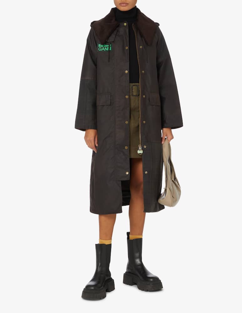 Barbour Giacca lunga in cotonecerato Ganni x Barbour - Nero - immagine 2 Barbour Giacca lunga in cotonecerato Ganni x Barbour - Nero - immagine 2