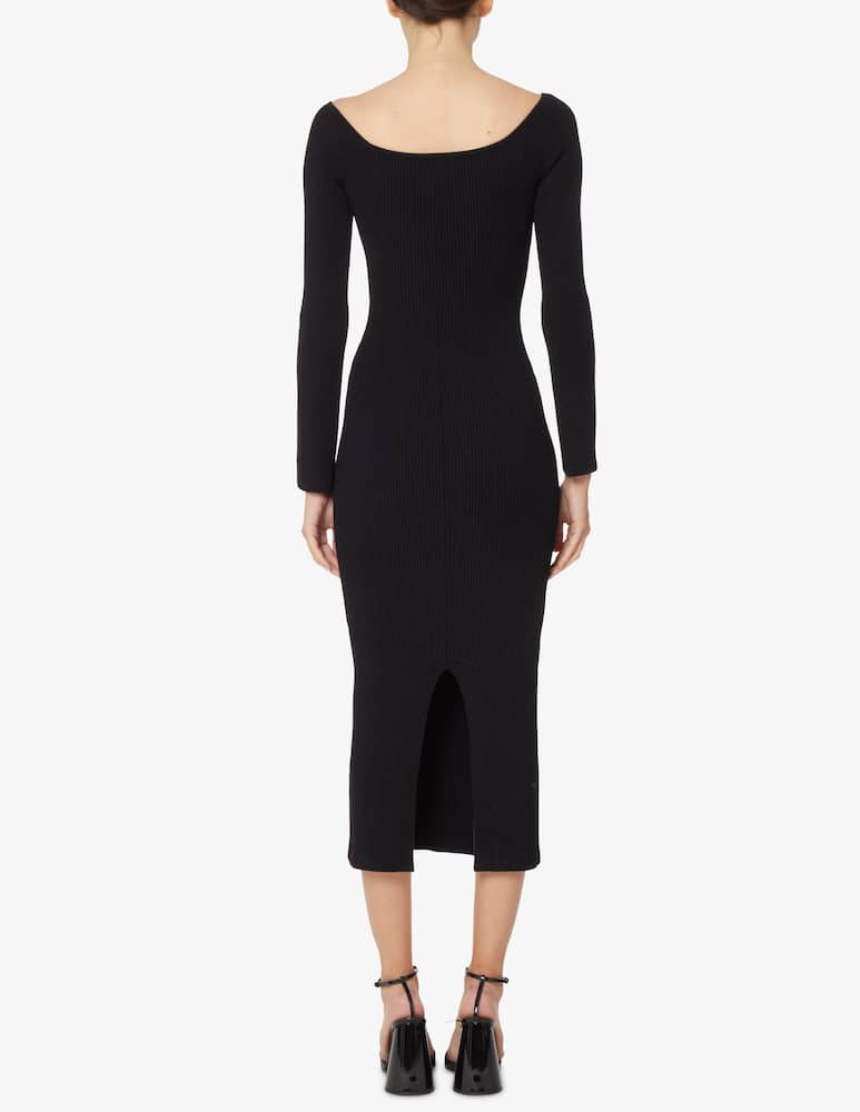 rinascente Khaite Vestito midi in maglia con spalle scoperte Pia - Nero