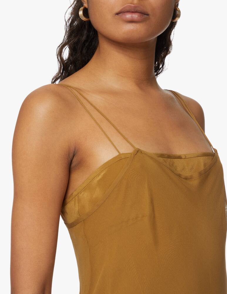 rinascente Khaite Abito lungo in seta con frange Alix - marrone