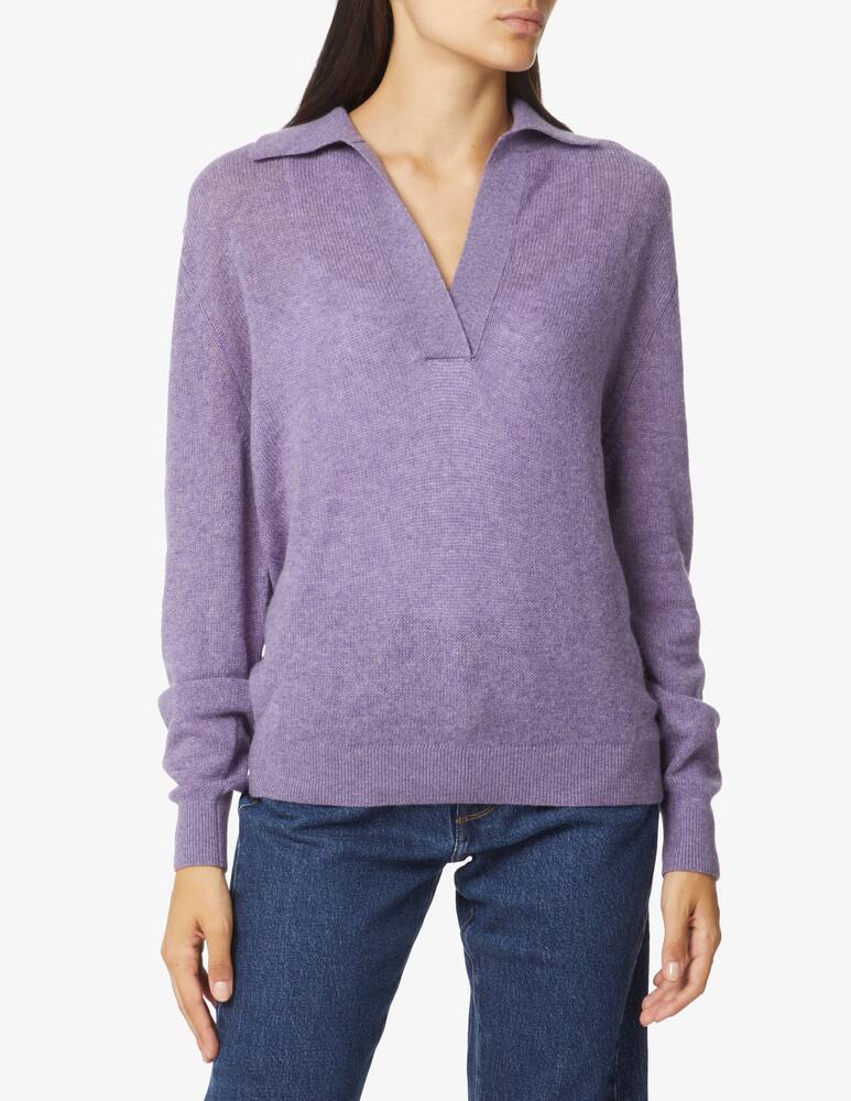 rinascente Khaite Jo cashmere long sleeved polo tee - Violet