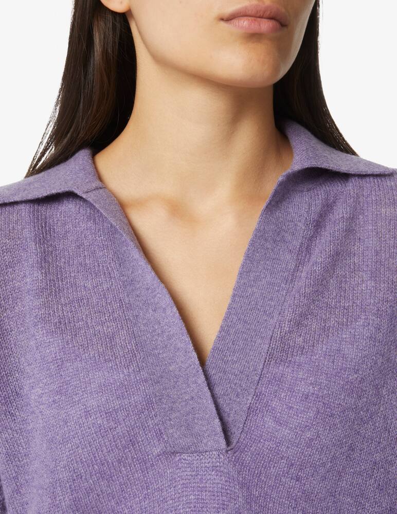 rinascente Khaite Jo cashmere long sleeved polo tee - Violet