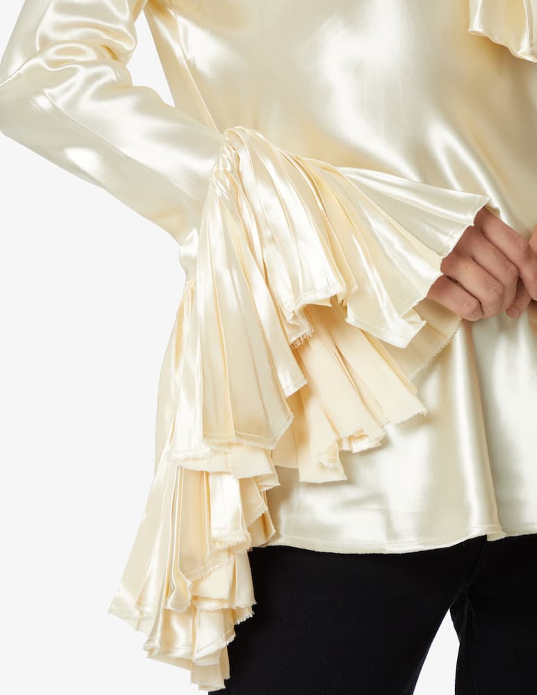 rinascente Khaite Camicia in viscosa con plissè ai polsi Amelia - Bianco