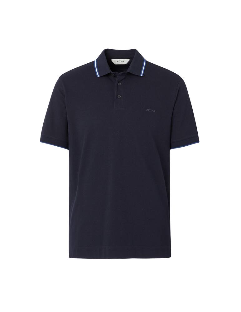 rinascente Zegna Carry over piquet short sleeve polo - blue