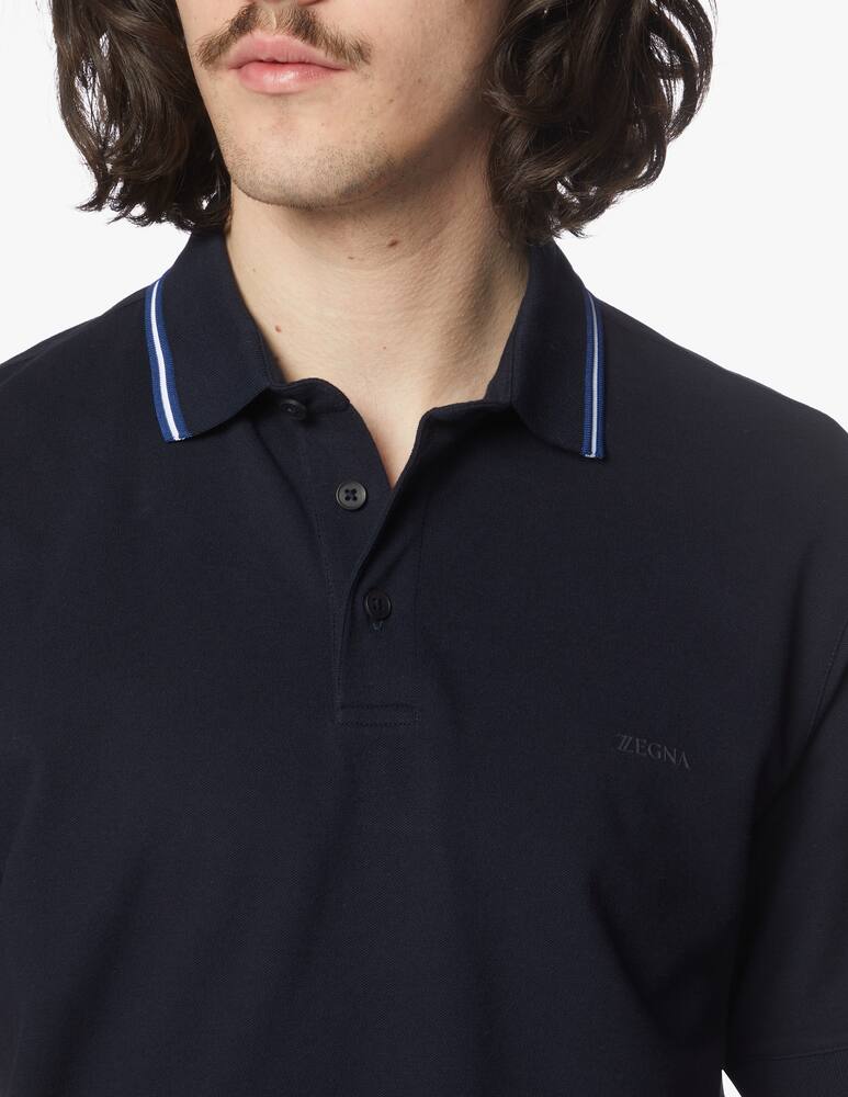 rinascente Zegna Carry over piquet short sleeve polo - blue