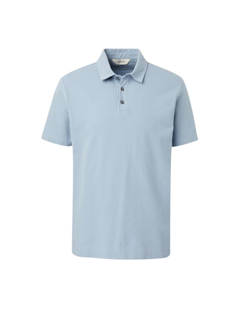 rinascente Zegna Polo manica corta piquet lavata - azzurro