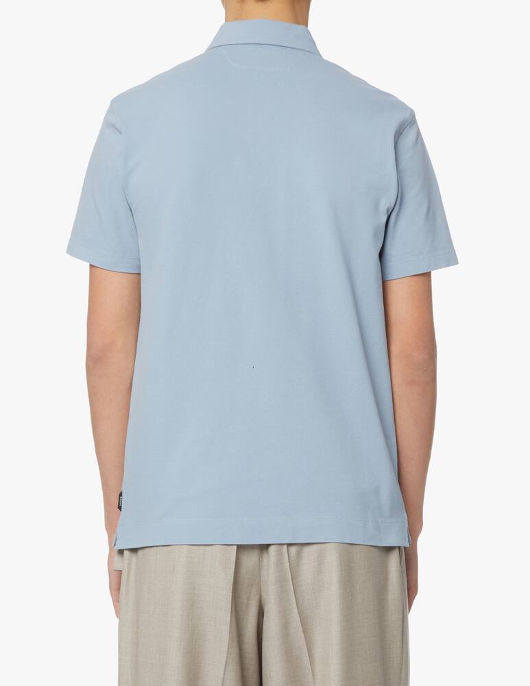 rinascente Zegna Polo manica corta piquet lavata - azzurro