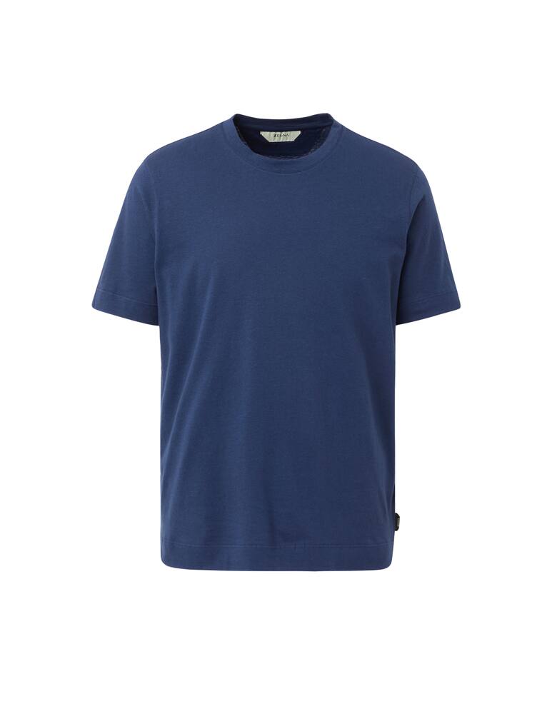rinascente Z Zegna Cotton linen mix short sleeve t-shirt - blue