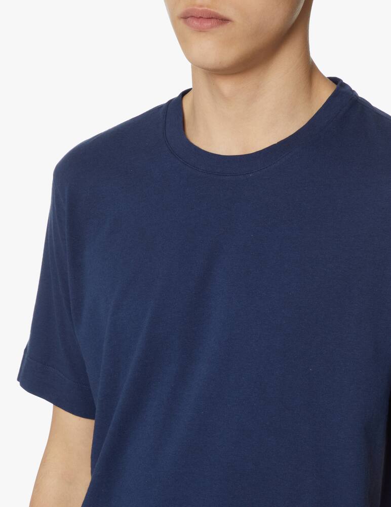 rinascente Z Zegna Cotton linen mix short sleeve t-shirt - blue