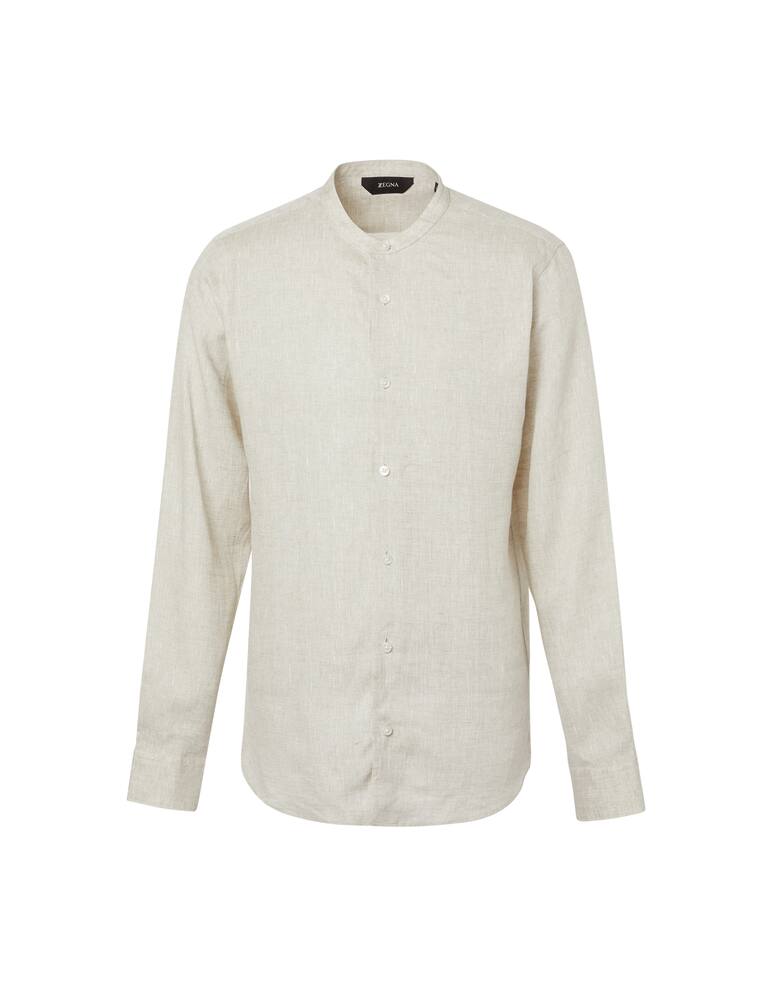 rinascente Zegna Yard dyed guru neck long sleeve shirt - beige